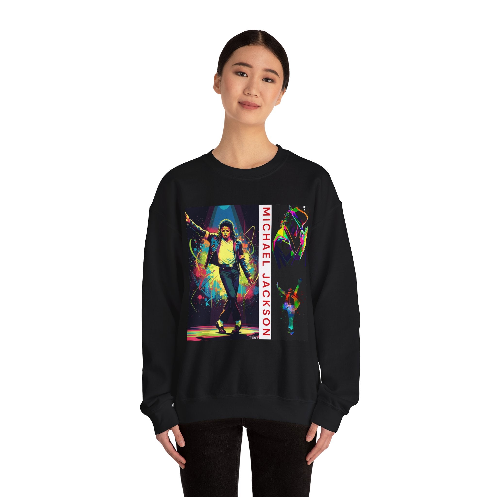 Michael Jackson Thriller Crewneck Sweatshirt — Retro Neon Dance Graphic