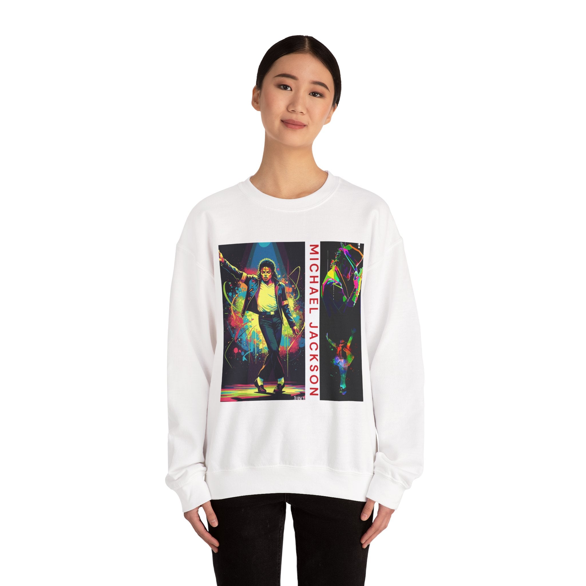 Michael Jackson Thriller Crewneck Sweatshirt — Retro Neon Dance Graphic